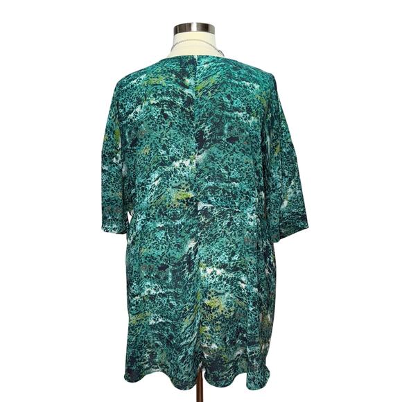 Ellos Tunic Women’s Size 1X Green Abstract Print Drawstring Waist Swim Cover-Up - Picture 3 of 8
